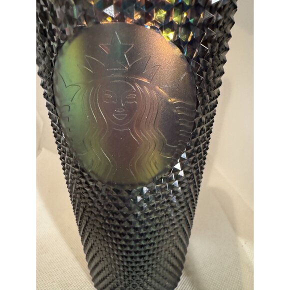 Starbucks Black Studded Iridescent Cold Cup Tumbler 24oz With Lid & Straw - Picture 5 of 7